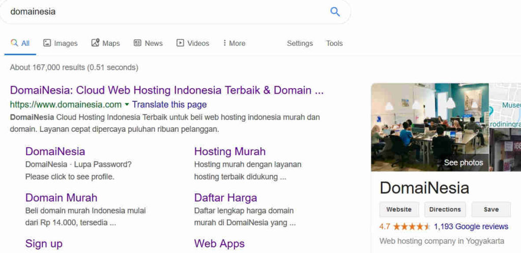 Contoh halaman google business